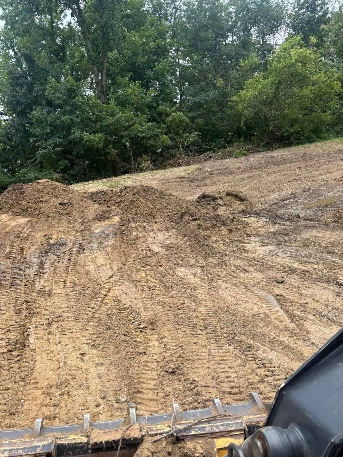Dirt work seen from the excavator cab